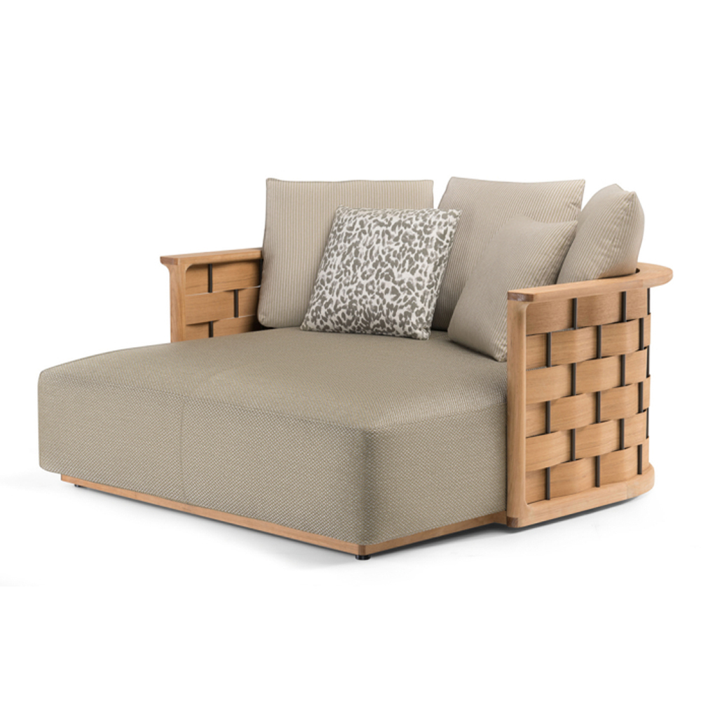 Дизайнерский уличный диван из массива дерева с плетеной спинкой PALINFRASCA Sofa