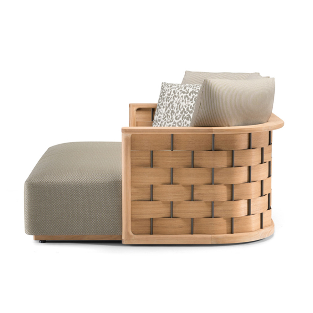 Дизайнерский уличный диван из массива дерева с плетеной спинкой PALINFRASCA Sofa