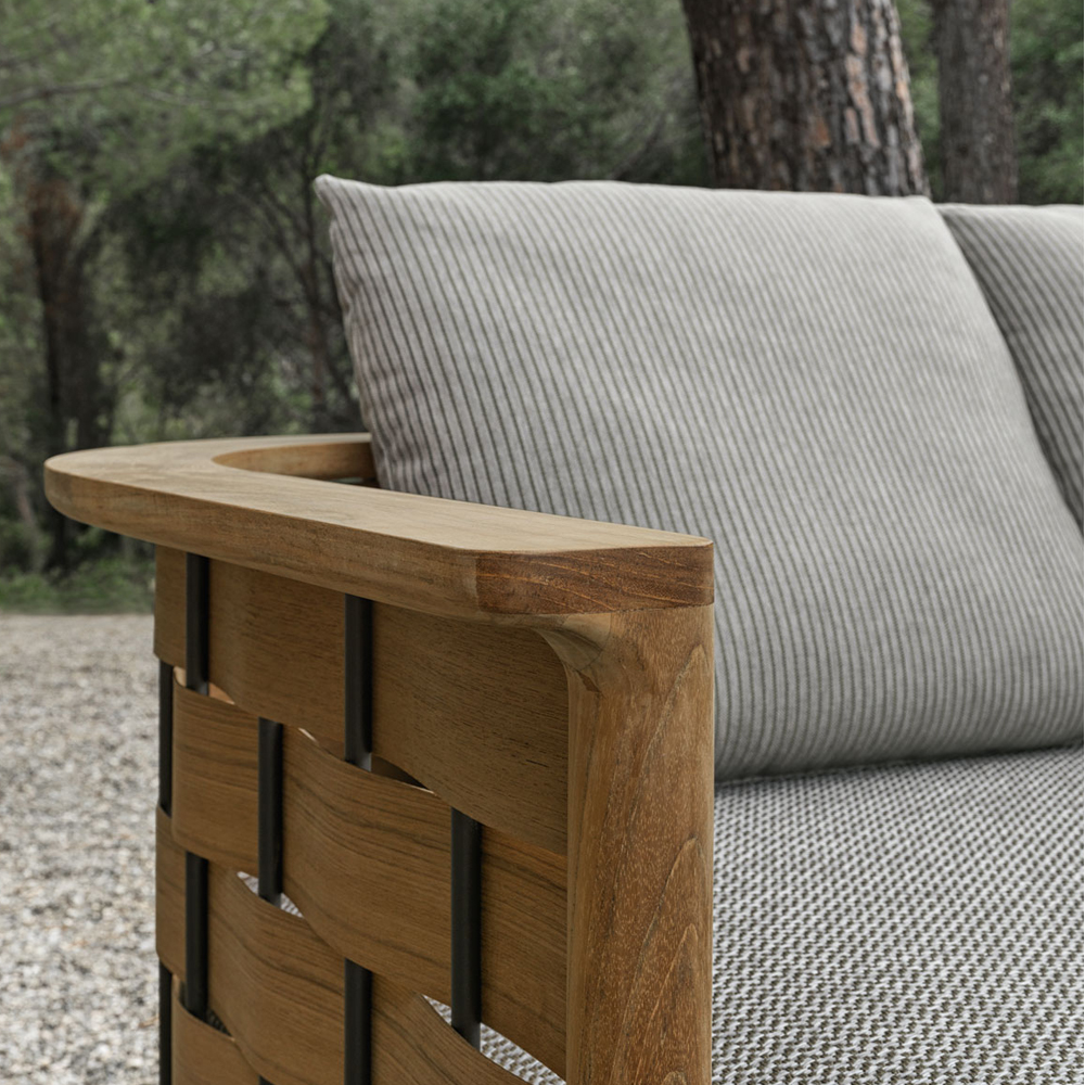 Дизайнерский уличный диван из массива дерева с плетеной спинкой PALINFRASCA Sofa