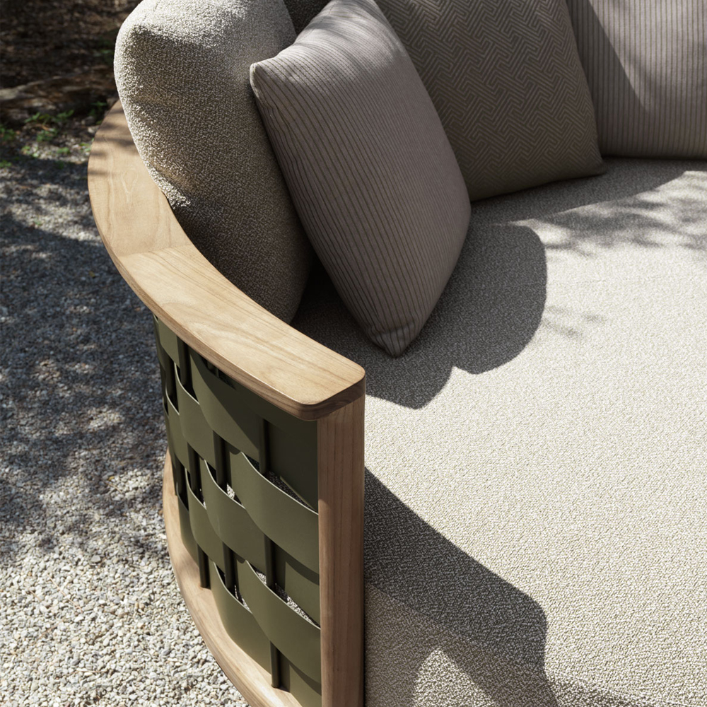 Дизайнерский уличный диван из массива дерева с плетеной спинкой PALINFRASCA Sofa