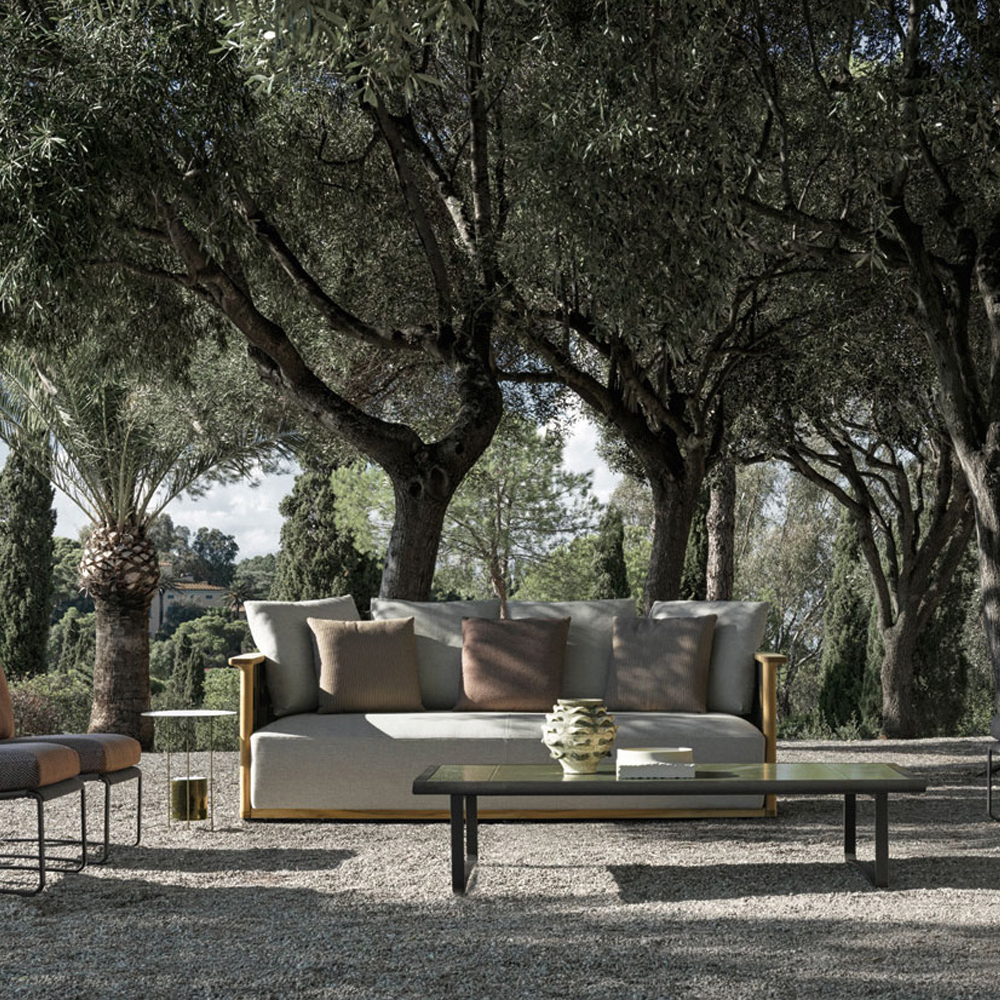 Дизайнерский уличный диван из массива дерева с плетеной спинкой PALINFRASCA Sofa