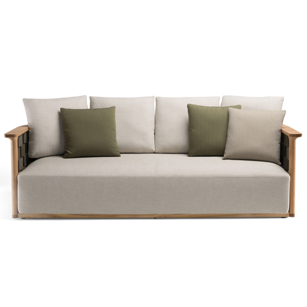 Дизайнерский уличный диван из массива дерева с плетеной спинкой PALINFRASCA Sofa