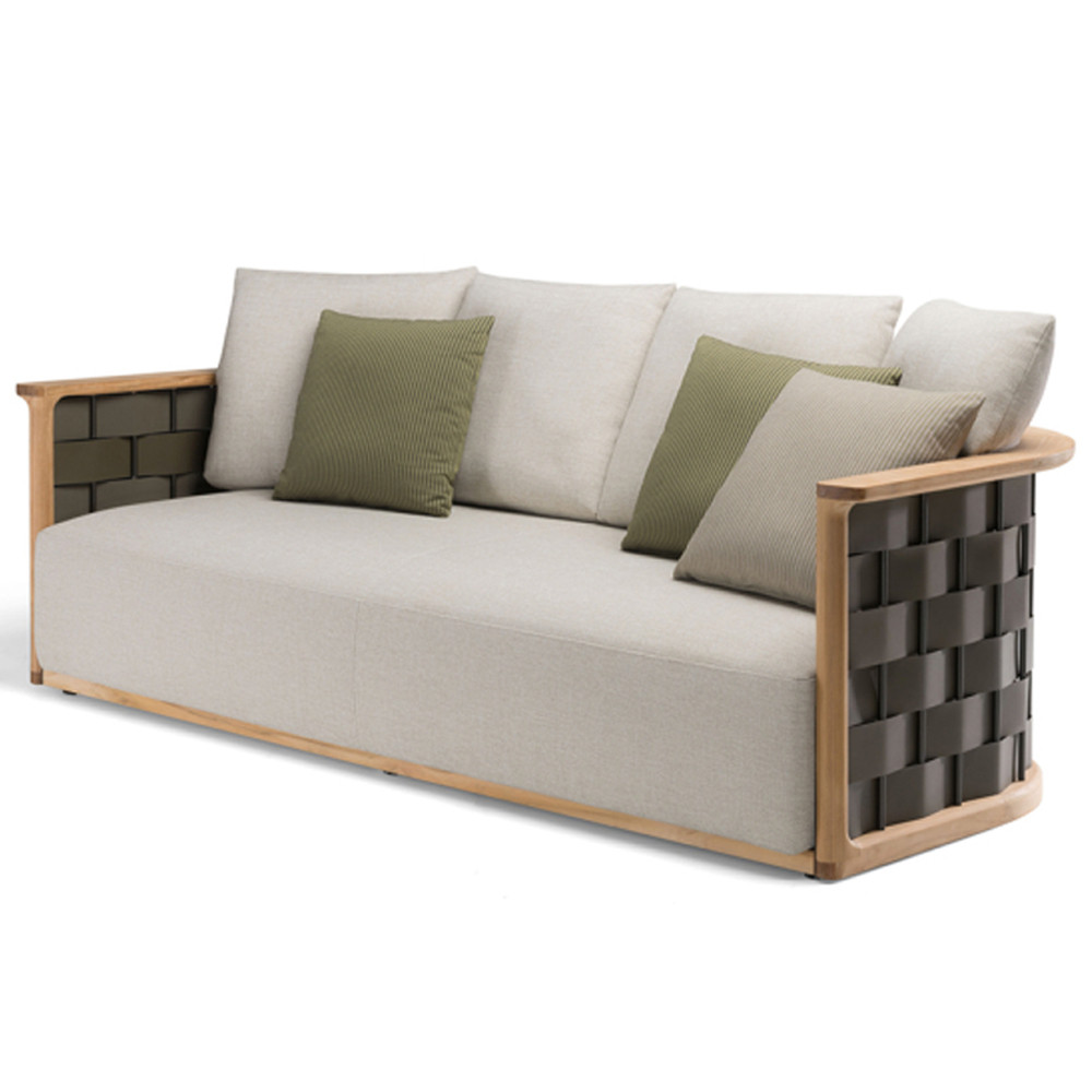 Дизайнерский уличный диван из массива дерева с плетеной спинкой PALINFRASCA Sofa