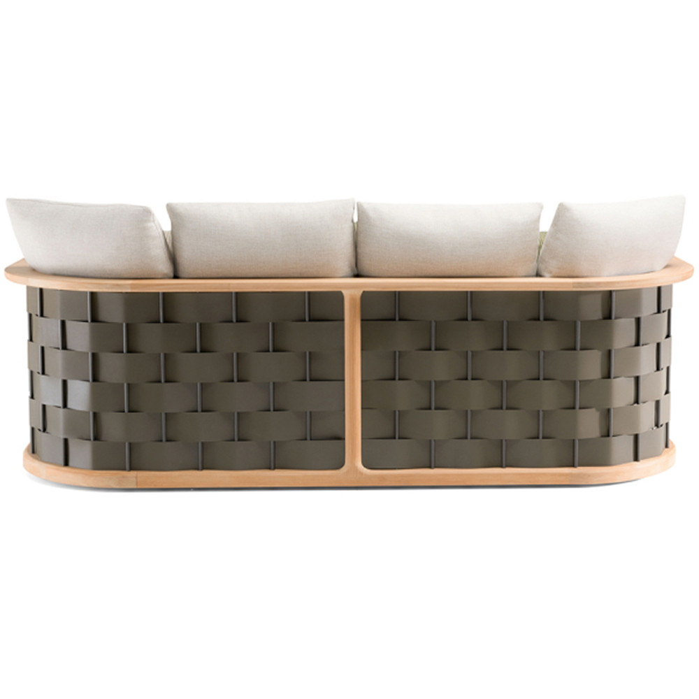 Дизайнерский уличный диван из массива дерева с плетеной спинкой PALINFRASCA Sofa