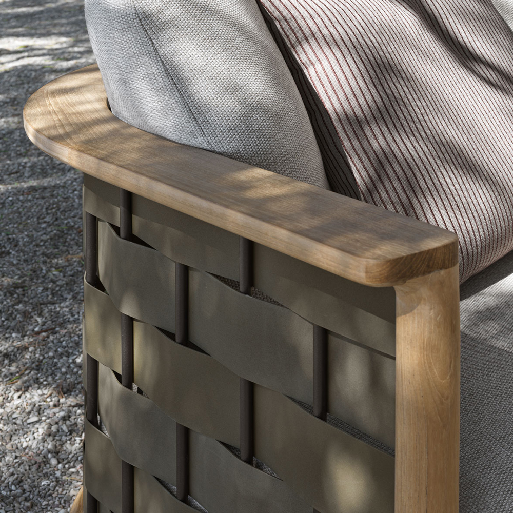 Дизайнерский уличный диван из массива дерева с плетеной спинкой PALINFRASCA Sofa