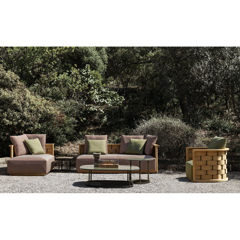 Дизайнерский уличный диван из массива дерева с плетеной спинкой PALINFRASCA Sofa