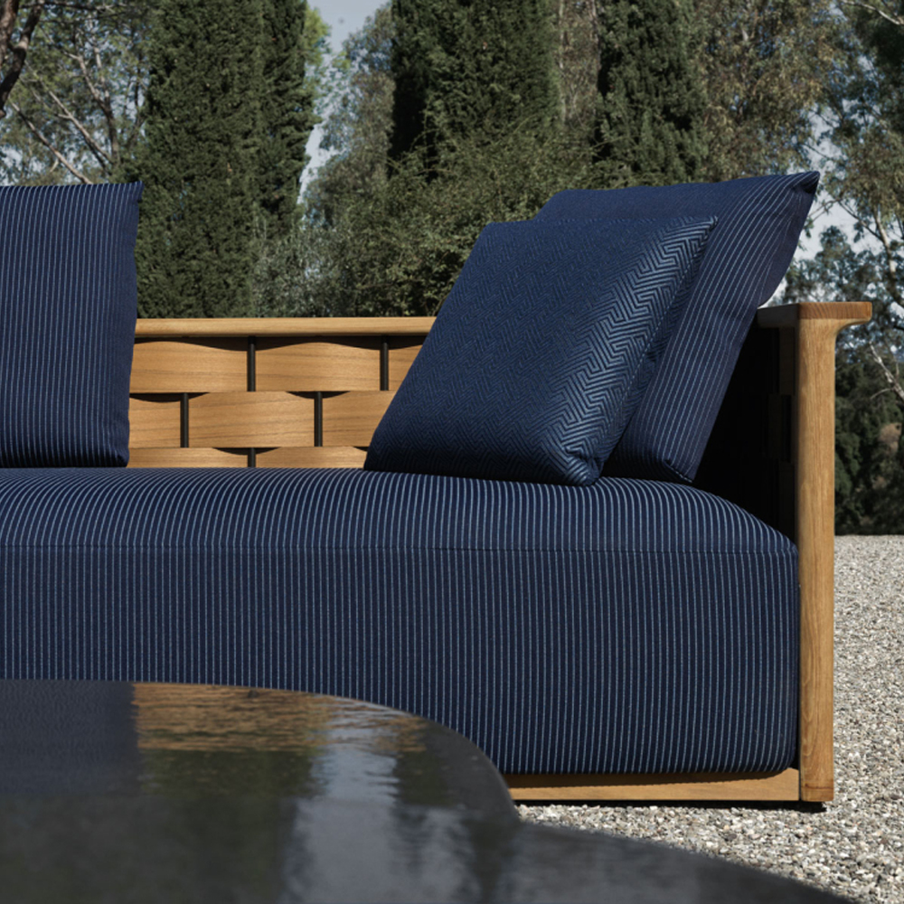 Дизайнерский уличный диван из массива дерева с плетеной спинкой PALINFRASCA Sofa