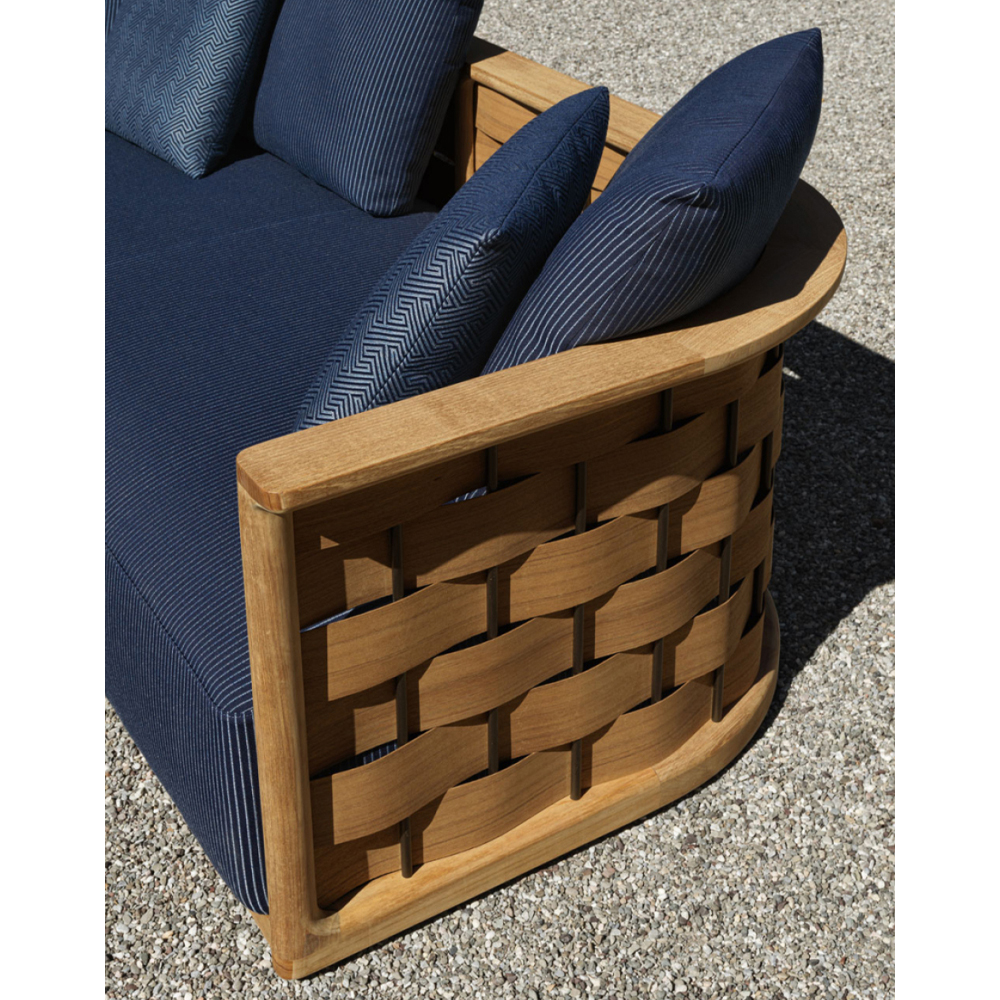 Дизайнерский уличный диван из массива дерева с плетеной спинкой PALINFRASCA Sofa