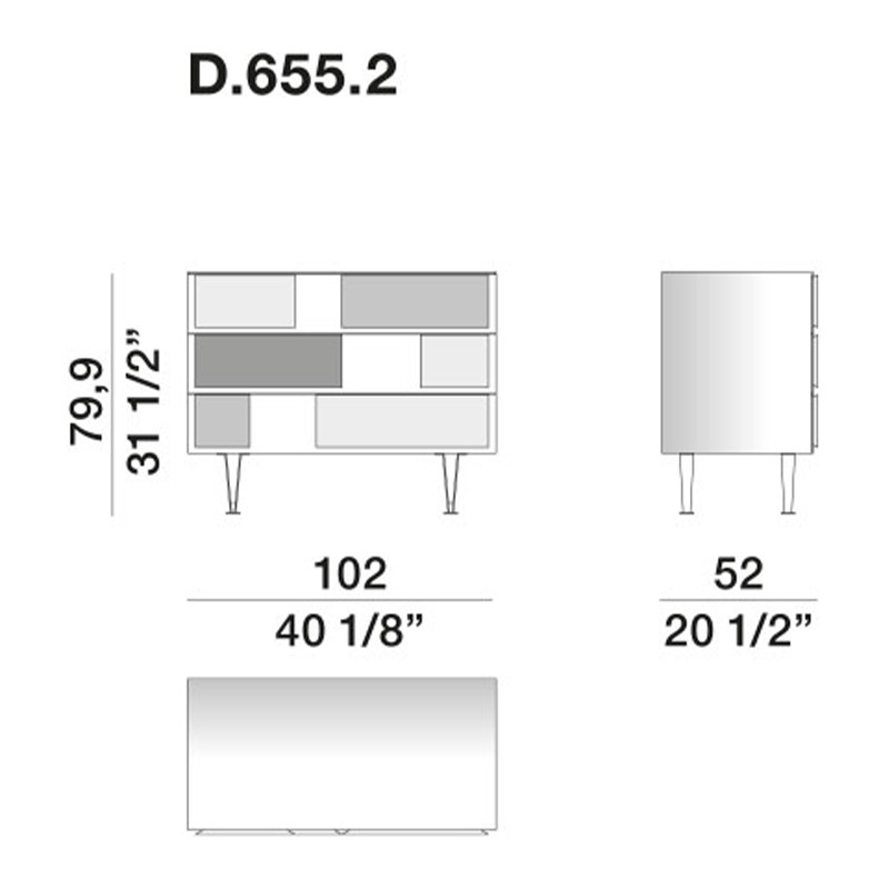 Дизайнерский широкий комод с ящиками Gio Ponti D.655.1 D.655.2 Chest of Drawers