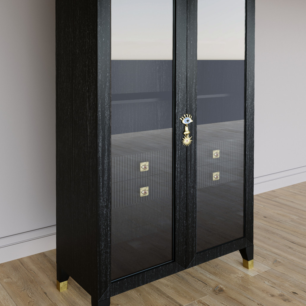 Дизайнерский шкаф витрина Elsa Dreams Black с 4-мя ящиками