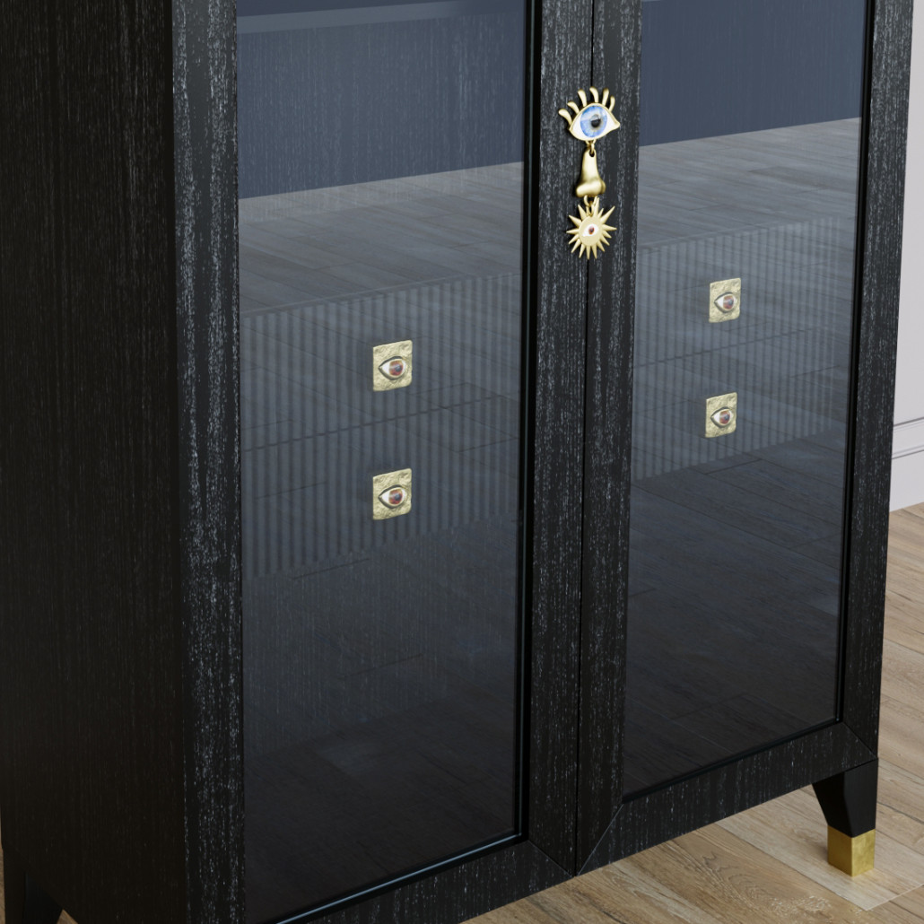 Дизайнерский шкаф витрина Elsa Dreams Black с 4-мя ящиками