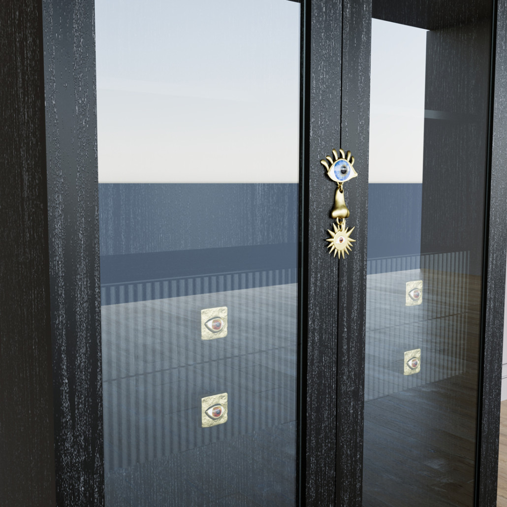 Дизайнерский шкаф витрина Elsa Dreams Black с 4-мя ящиками