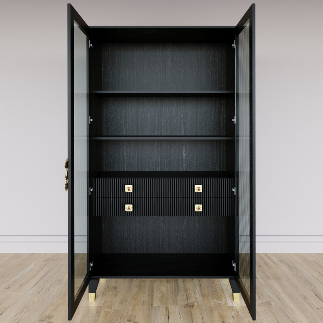 Дизайнерский шкаф витрина Elsa Dreams Black с 4-мя ящиками