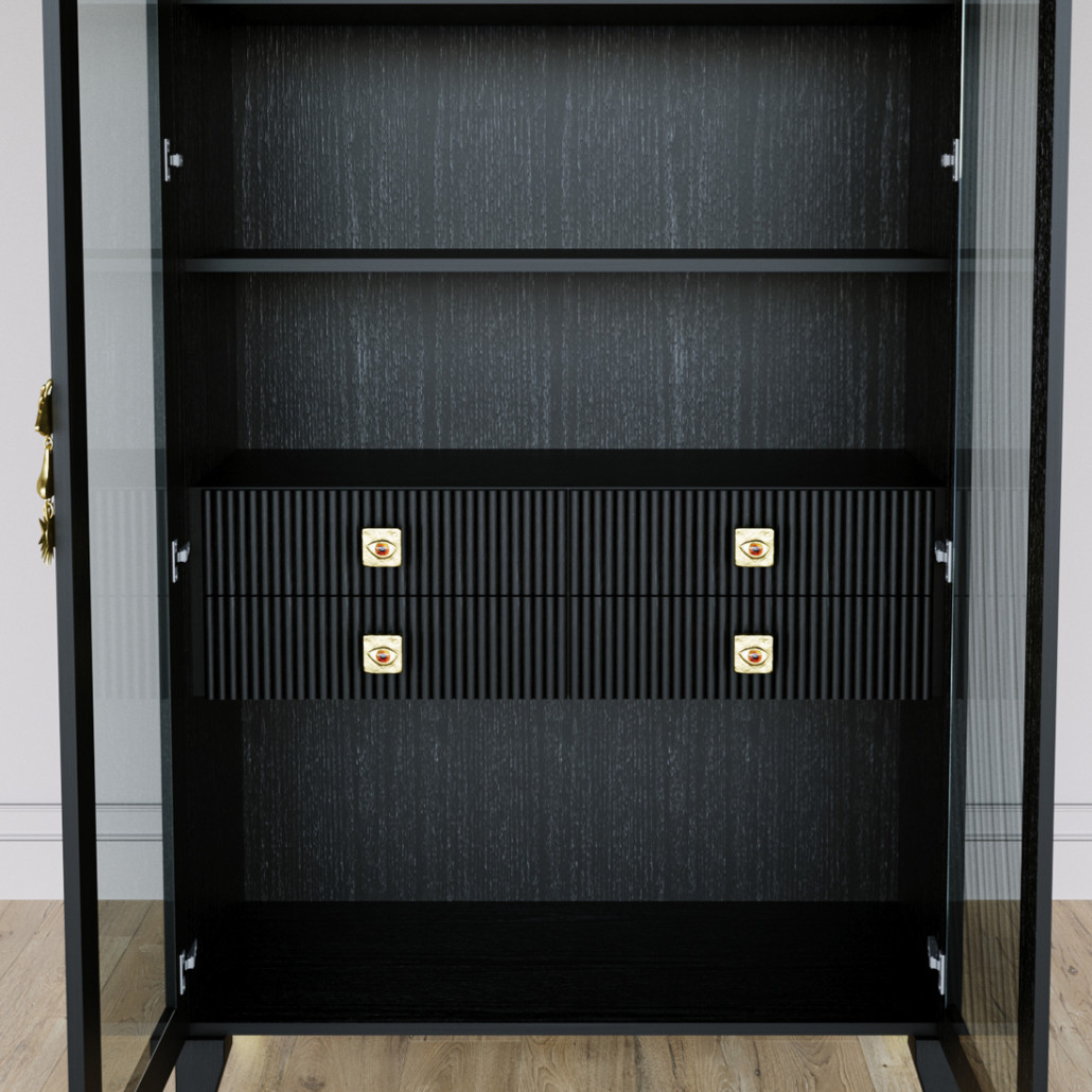 Дизайнерский шкаф витрина Elsa Dreams Black с 4-мя ящиками