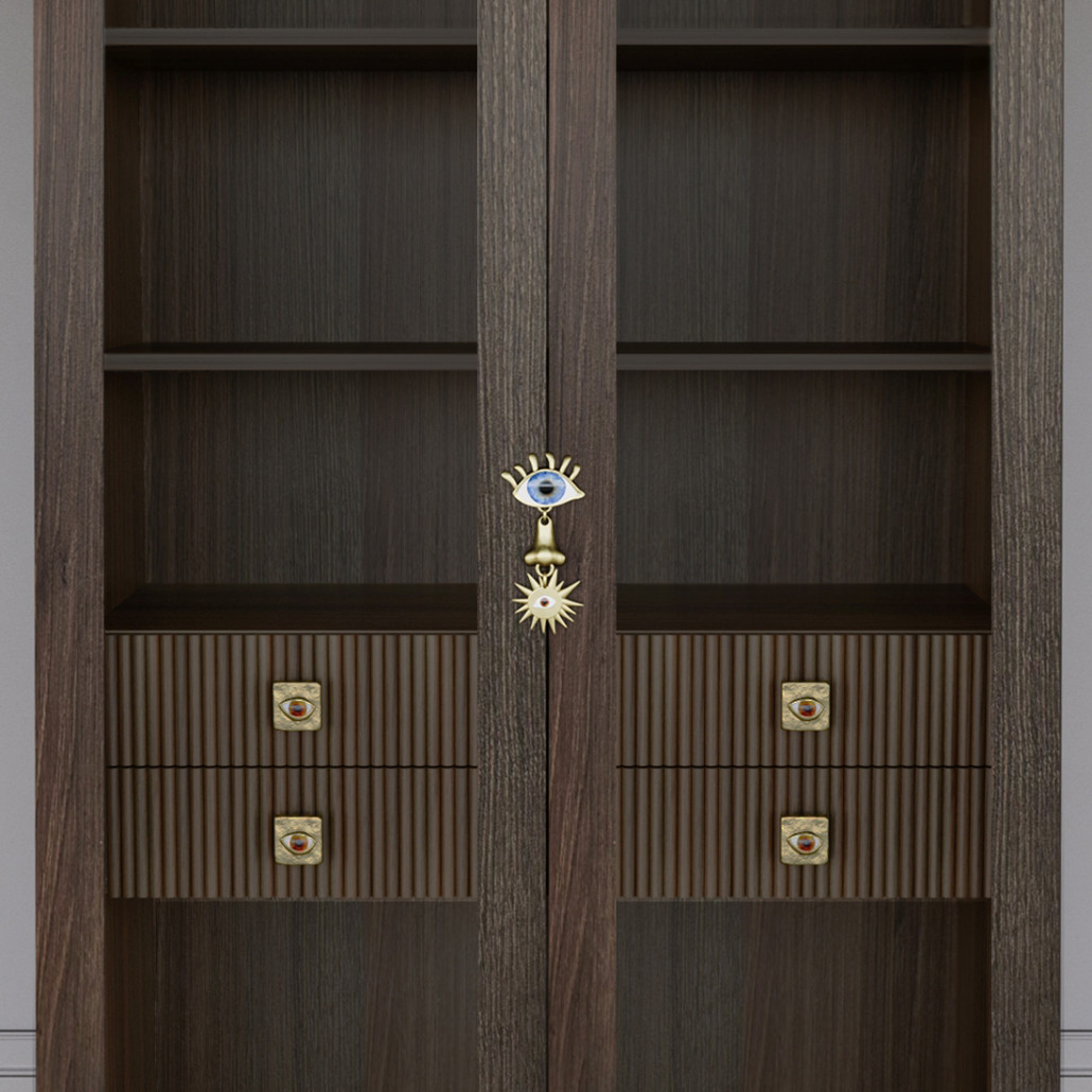 Дизайнерский шкаф витрина Elsa Dreams Walnut с 4-мя ящиками