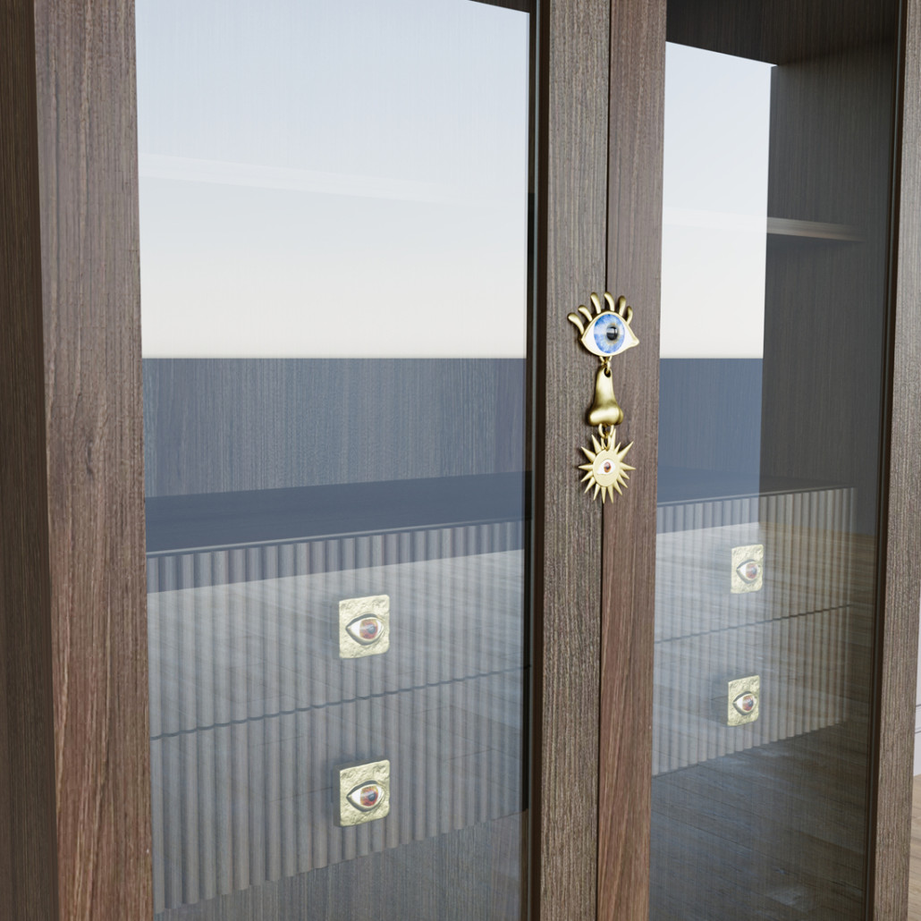 Дизайнерский шкаф витрина Elsa Dreams Walnut с 4-мя ящиками