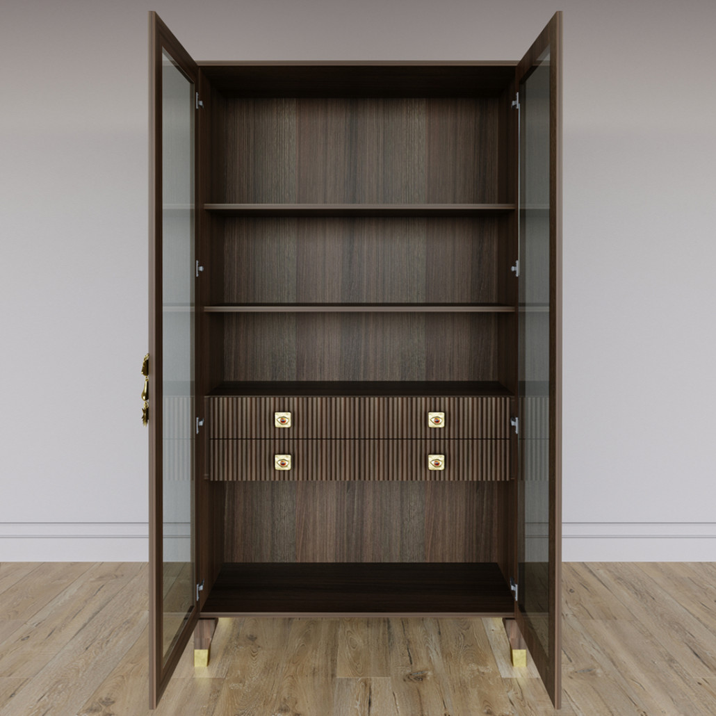 Дизайнерский шкаф витрина Elsa Dreams Walnut с 4-мя ящиками