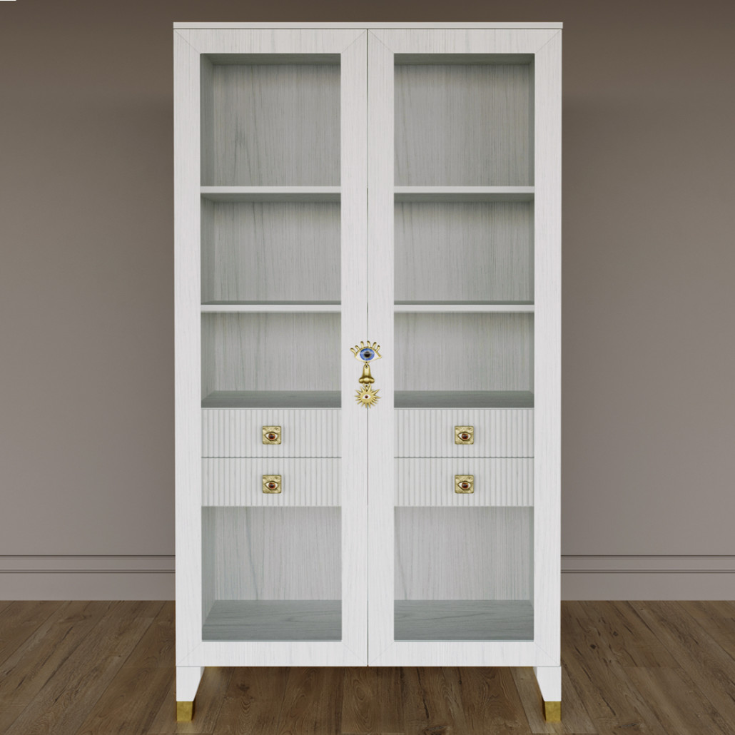 Дизайнерский шкаф витрина Elsa Dreams White с 4-мя ящиками