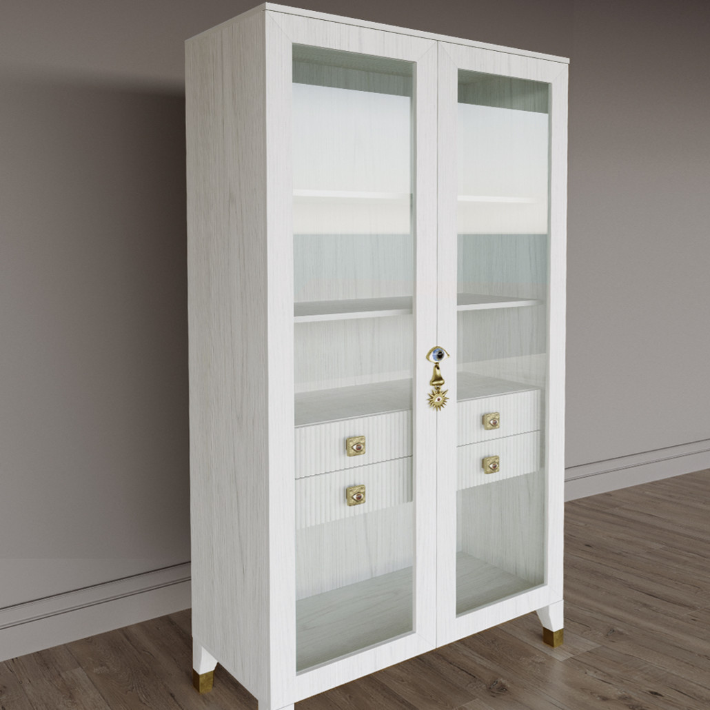 Дизайнерский шкаф витрина Elsa Dreams White с 4-мя ящиками