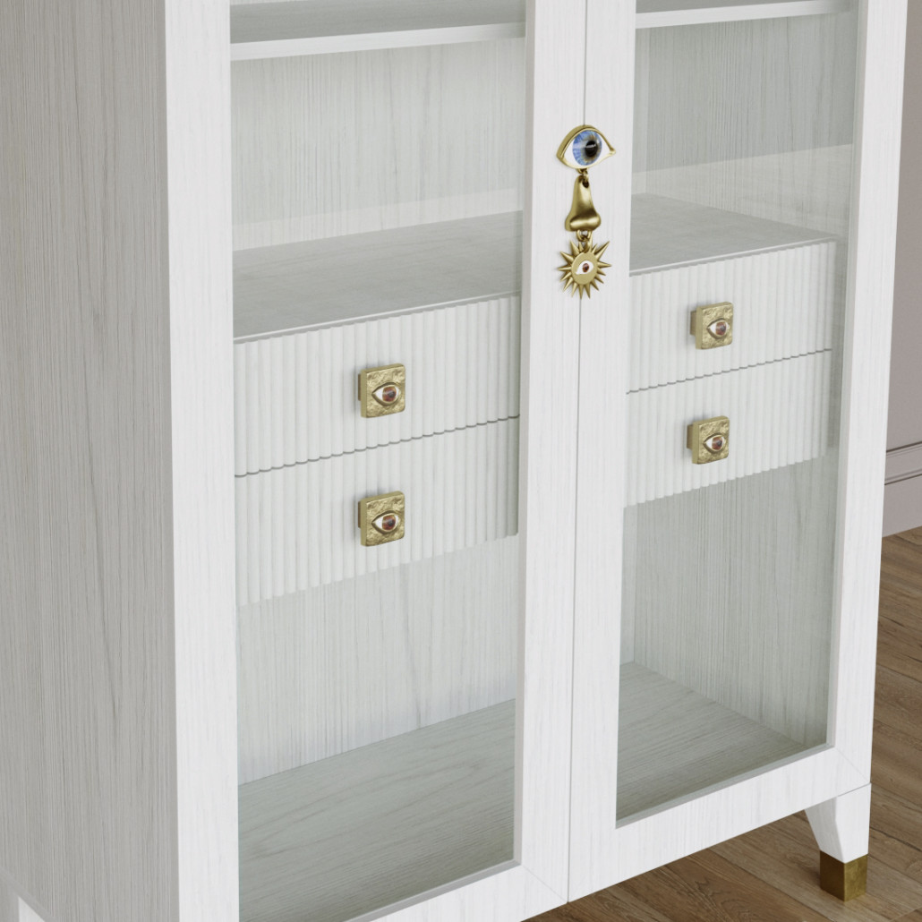 Дизайнерский шкаф витрина Elsa Dreams White с 4-мя ящиками