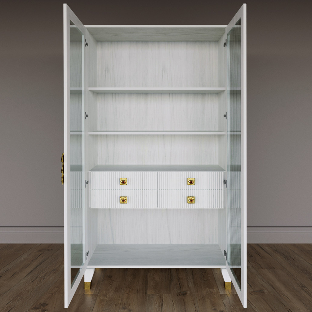 Дизайнерский шкаф витрина Elsa Dreams White с 4-мя ящиками