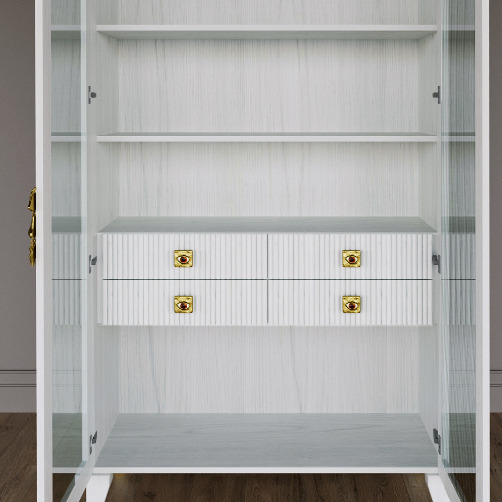 Дизайнерский шкаф витрина Elsa Dreams White с 4-мя ящиками