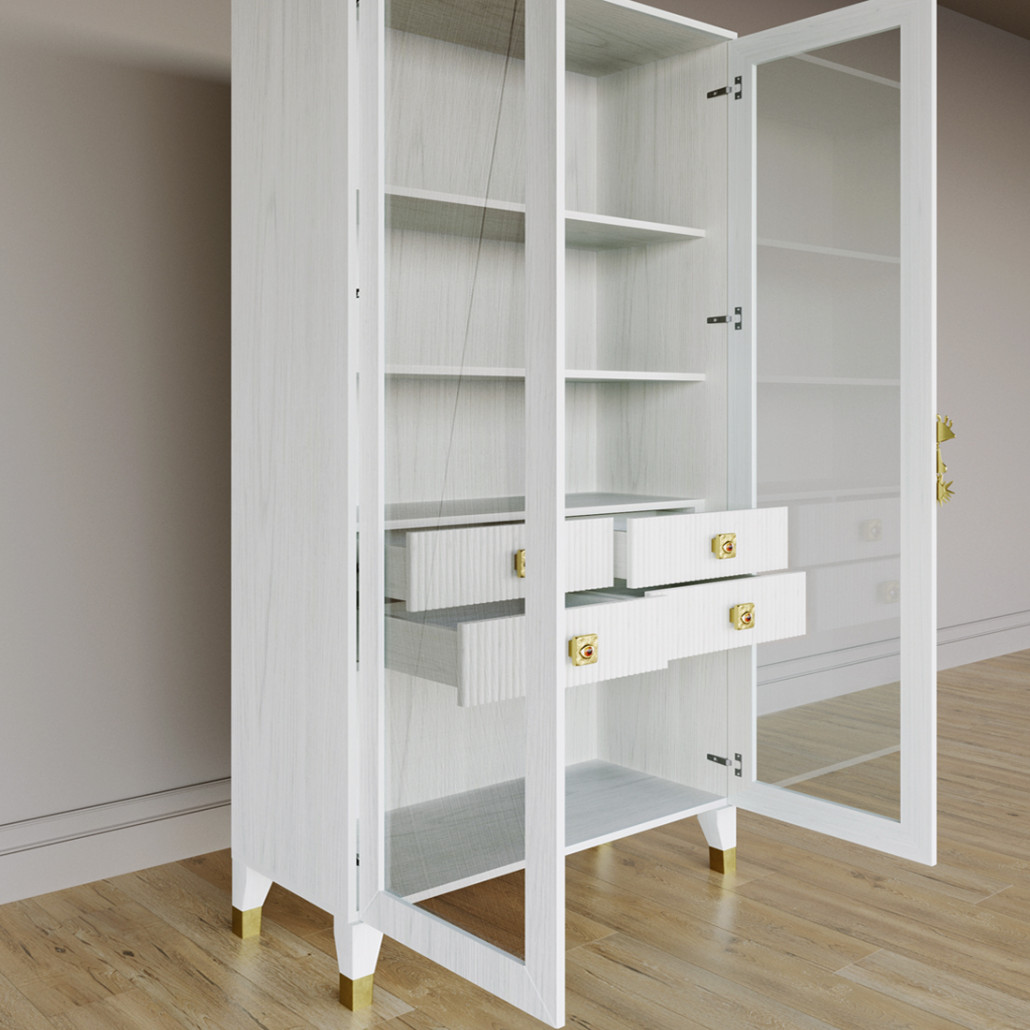 Дизайнерский шкаф витрина Elsa Dreams White с 4-мя ящиками