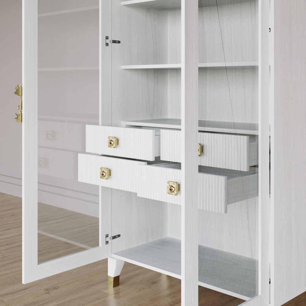 Дизайнерский шкаф витрина Elsa Dreams White с 4-мя ящиками