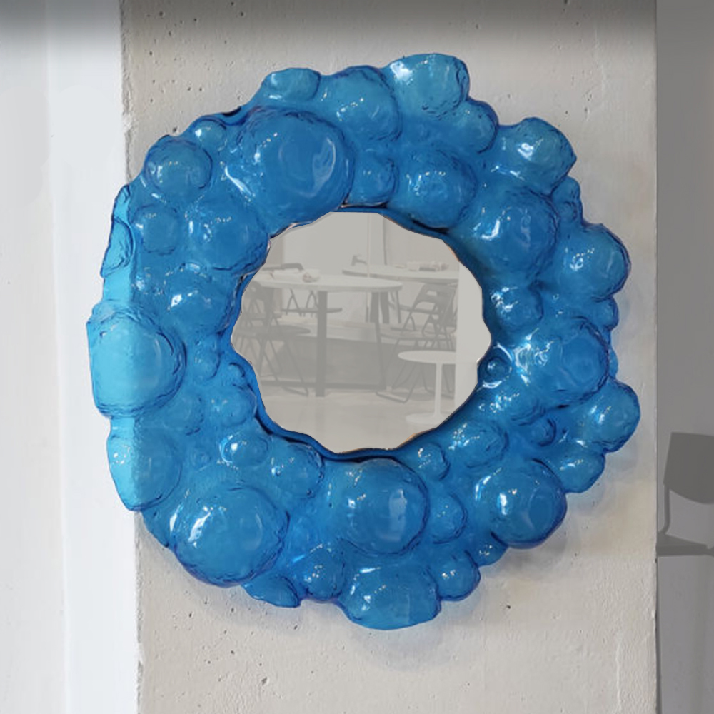 Дизайнерское Зеркало из синего стекла Blue Bubbles Mirror