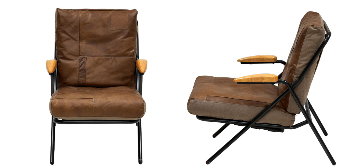 Дизайнерское кожаное кресло в стиле Лофт Bronwyn Leather Armchair