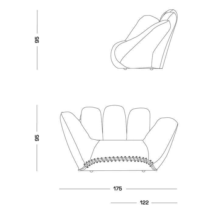 Дизайнерское кожаное кресло в форме руки Poltronova Joe Gold  Armchair