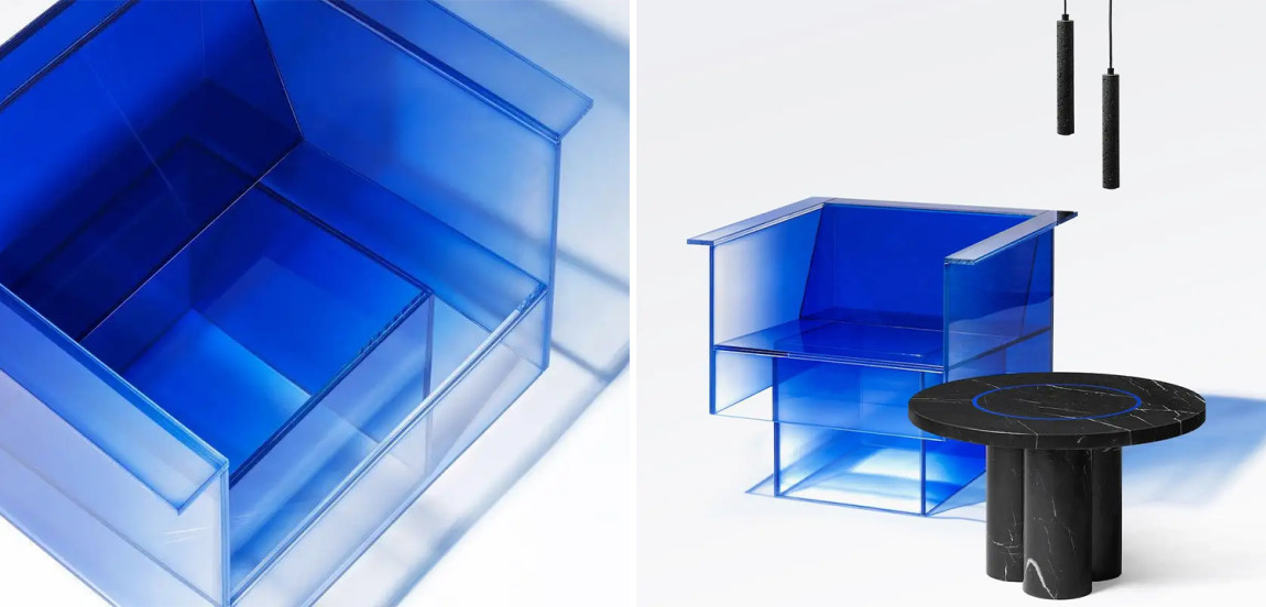 Дизайнерское Кресло Null Blue Glass Clear Armchair by Studio Buzao