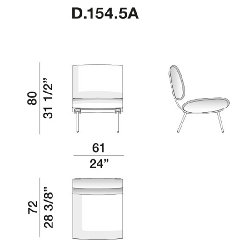 Дизайнерское кресло без подлокотников Gio Ponti ROUND D.154.5 Armchair