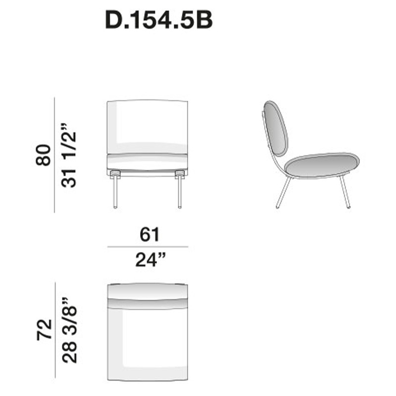 Дизайнерское кресло без подлокотников Gio Ponti ROUND D.154.5 Armchair