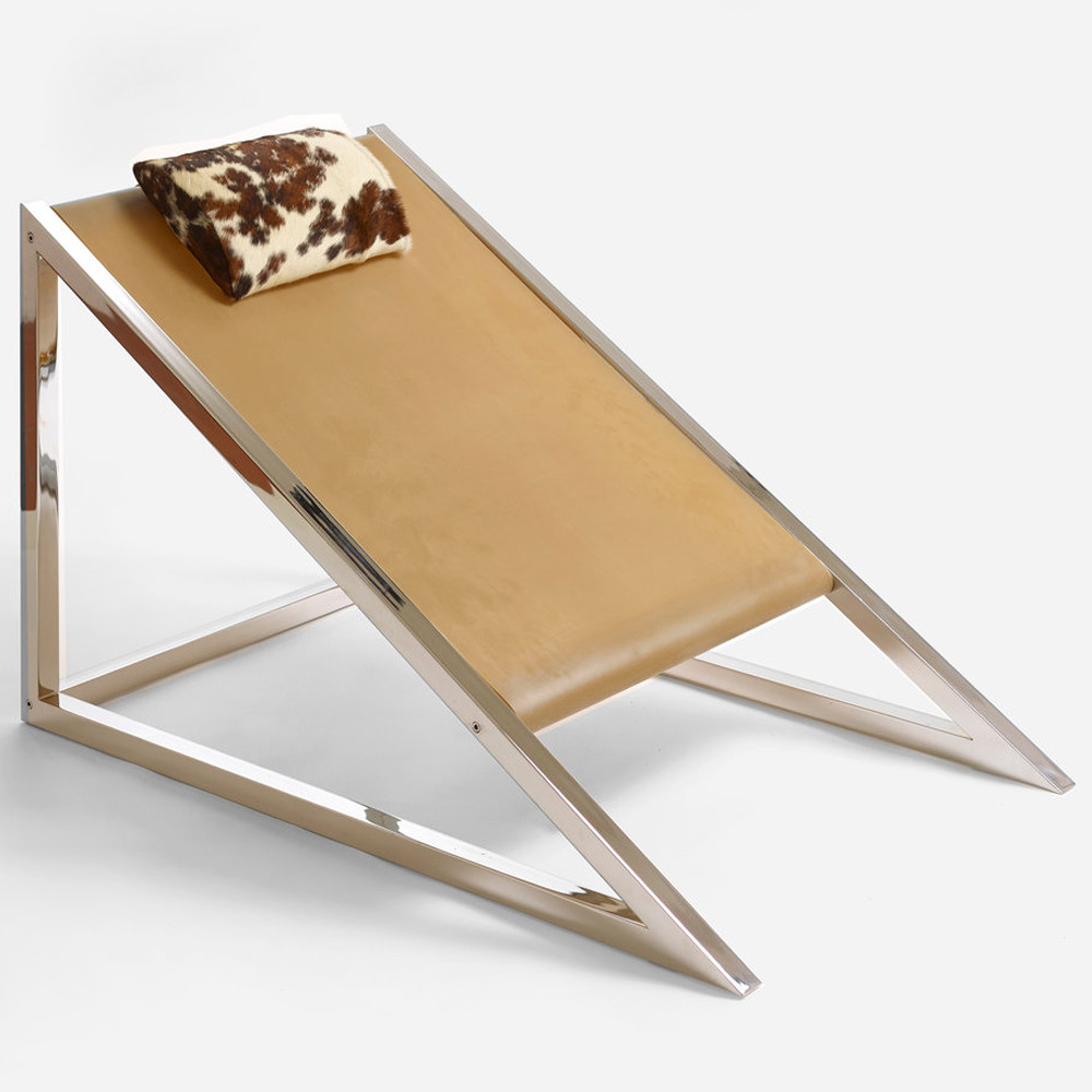 Дизайнерское кресло на металлическом каркасе с подставкой для ног Poltronova Mies Armchair