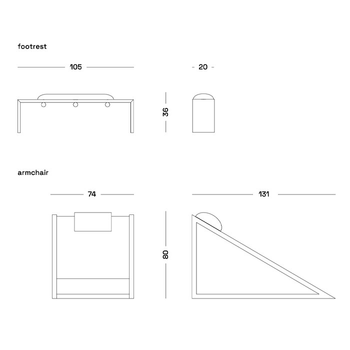 Дизайнерское кресло на металлическом каркасе с подставкой для ног Poltronova Mies Armchair
