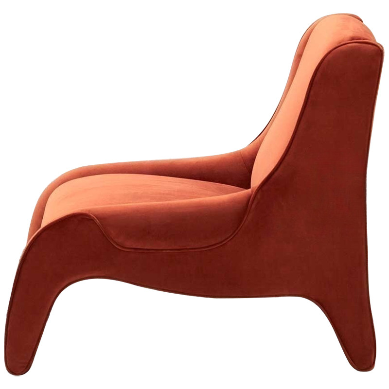 Дизайнерское кресло оранжевое в мягкой велюровой обивке Granger Armchair Orange