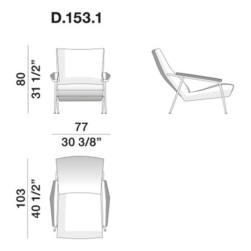 Дизайнерское кресло с подлокотниками Gio Ponti D.153.1 Armchair