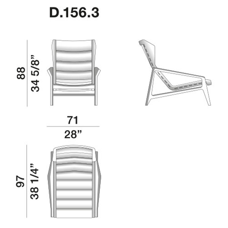 Дизайнерское кресло с подлокотниками из массива дерева Gio Ponti D.156.3 Armchair