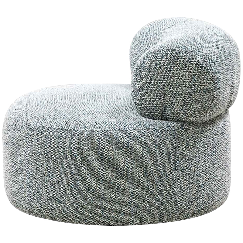 Дизайнерское круглое мягкое кресло в голубой пестрой обивке Roux Round Armchair