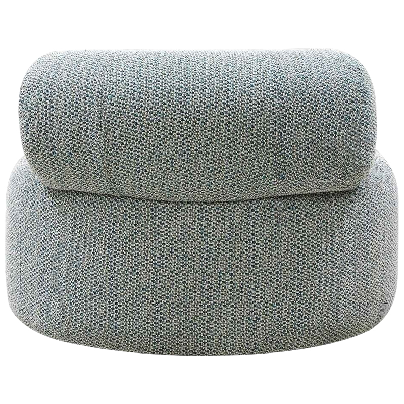 Дизайнерское круглое мягкое кресло в голубой пестрой обивке Roux Round Armchair
