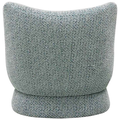 Дизайнерское мягкое кресло без подлокотников в голубой пестрой обивке Roux Armchair