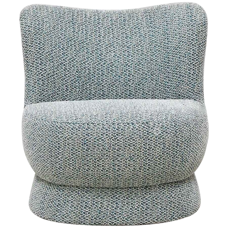 Дизайнерское мягкое кресло без подлокотников в голубой пестрой обивке Roux Armchair