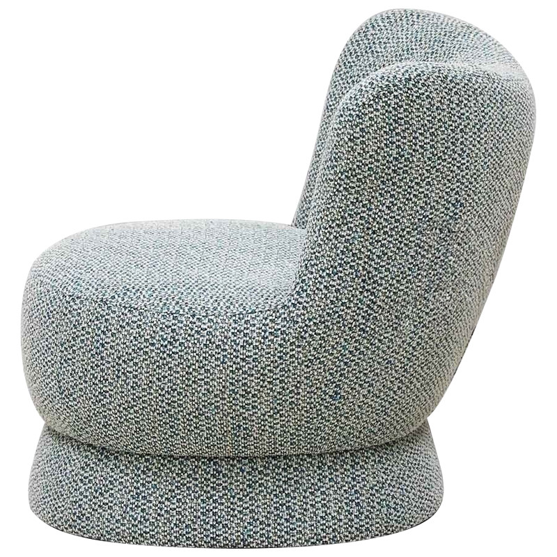 Дизайнерское мягкое кресло без подлокотников в голубой пестрой обивке Roux Armchair