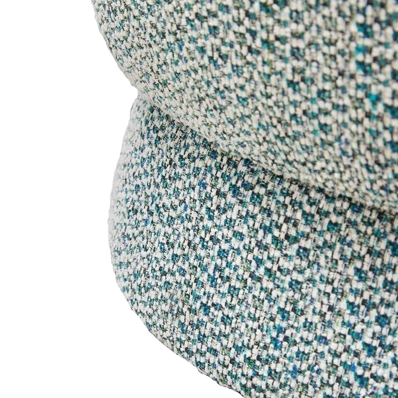 Дизайнерское мягкое кресло без подлокотников в голубой пестрой обивке Roux Armchair