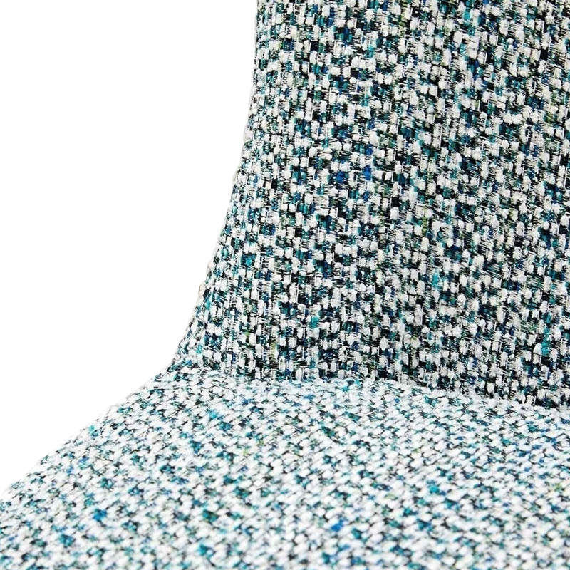 Дизайнерское мягкое кресло без подлокотников в голубой пестрой обивке Roux Armchair