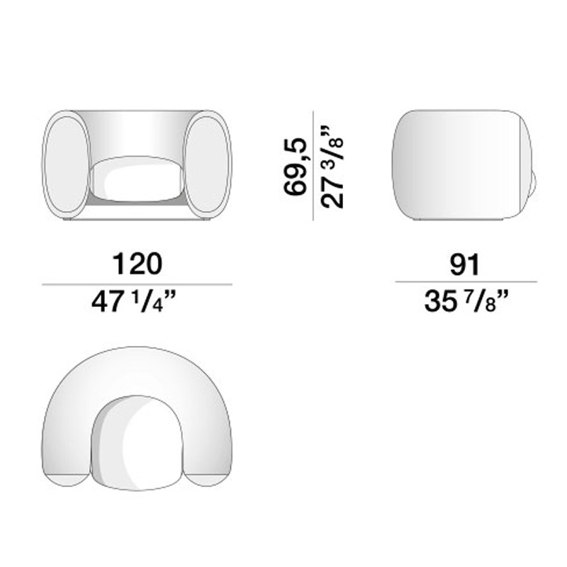Дизайнерское полукруглое мягкое кресло CINNAMON Armchair
