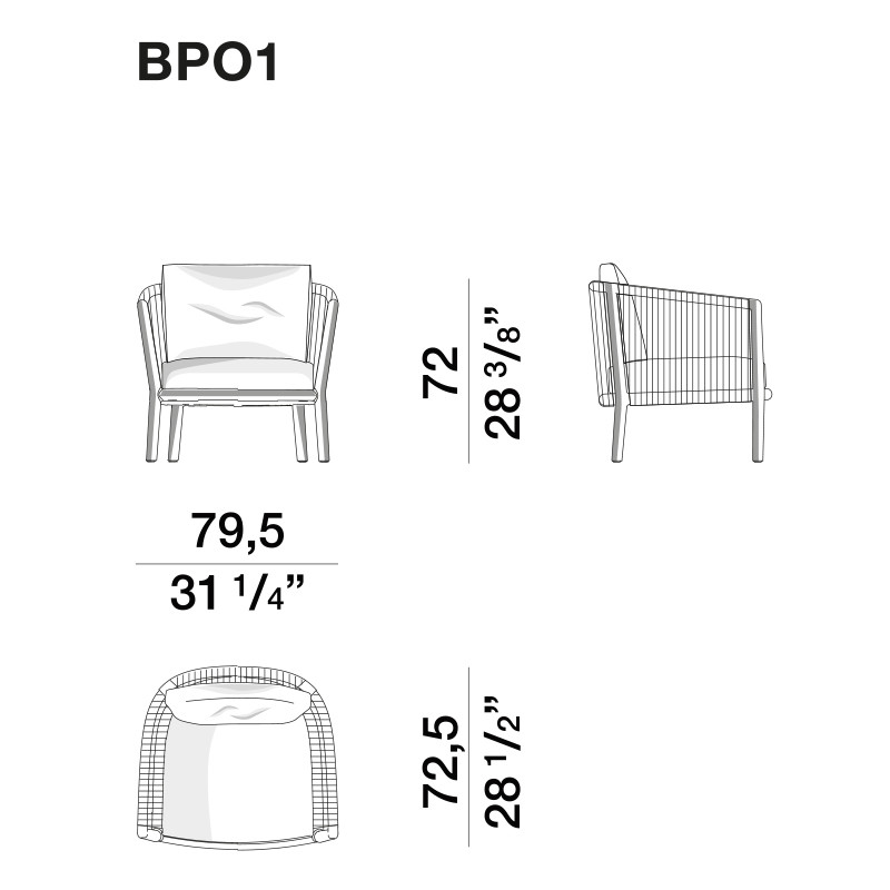 Дизайнерское уличное кресло из массива дерева с веревочной спинкой BOBOLI Armchair