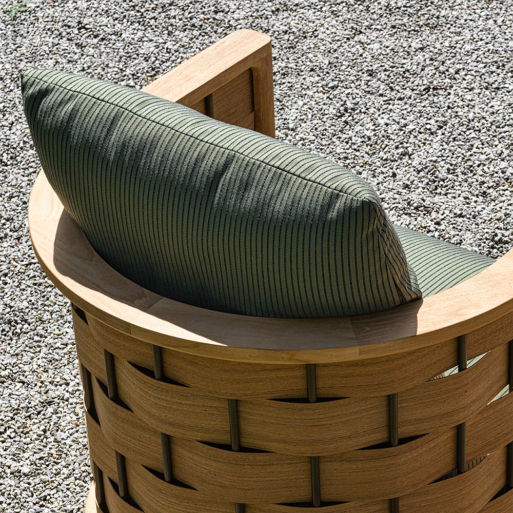 Дизайнерское уличное кресло из массива дерева с плетеной спинкой PALINFRASCA Armchair