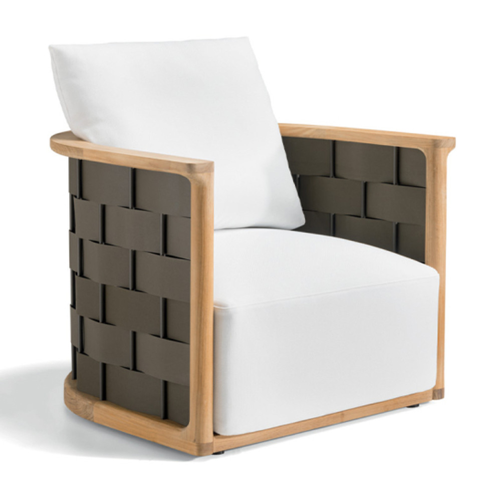 Дизайнерское уличное кресло из массива дерева с плетеной спинкой PALINFRASCA Armchair